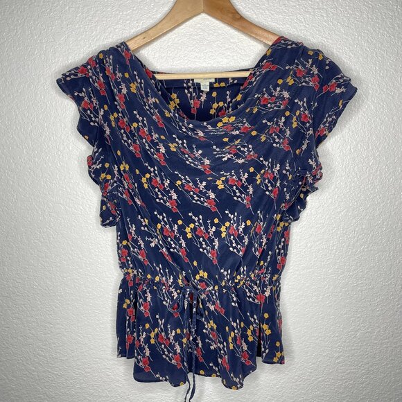 Anthropologie Odille blouse Sz Small Silk Floral Cottagecore - Picture 1 of 8